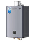 Pro Grade 199k Btu Natural Gas Tankless Water Heater With Smart Wifi And 10.3 Gpm Flow, compact indoor heater with digital display.