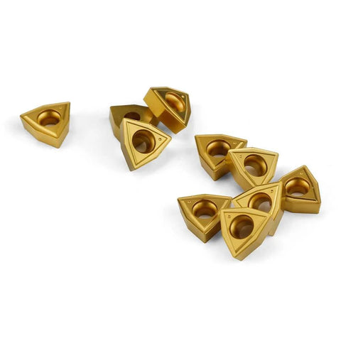 WCMT2.52 55 Degree Diamond Carbide Turning Inserts For CNC Lathe And Indexable Tool Holders, pack of 10 in gold color