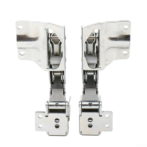 Integrated Fridge Door Hinge Set for Left and Right Doors, Hettich 5.0 41.5 Type, silver, robust construction, front view