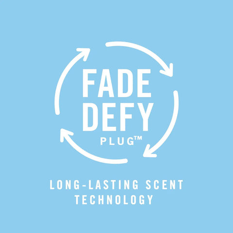 Fade Defy Plug-In Air Freshener with Long-Lasting Scent Technology, part of Kit With Odor Fighting Scented Oils.