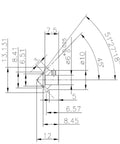 Technical drawing of Two Pack 0.8M 15T Bevel Pinion Gear Set 1 To 1 Ratio, showing dimensions and angles