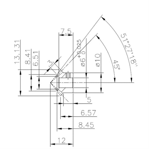 Technical drawing of Two Pack 0.8M 15T Bevel Pinion Gear Set 1 To 1 Ratio, showing dimensions and angles