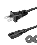 2 Prong Polarized AC Power Cord Replacement For HDTVs And Audio Gear, 6.5 Ft Long, showing plug ends and cord material