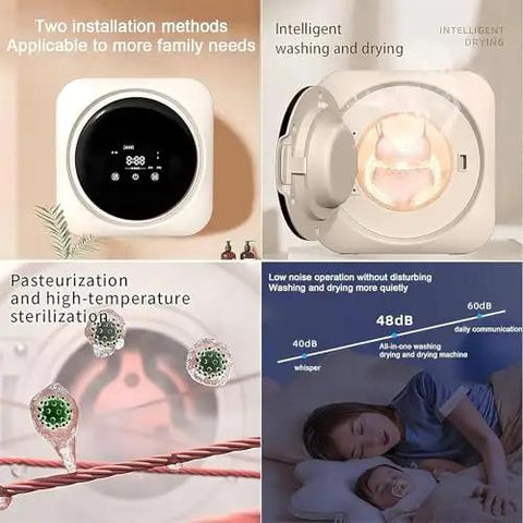 Hella Portable Mini Washer Dryer Combo Featuring Slick Touch Panel And Smooth Stainless Drum Built Legit For Messy Duds In Tight Spaces Making Housework A Total Breeze Today with installation options and drying features.
