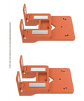 Cabinet Door Hinge Spacer 2.6mm Alignment Tool With Twist Drill Bit for quick install and precise positioning, shown in orange.