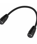 DIN 6 Pin Female To Female Extension Cable For Digital Audio And Data Links with black cable and connectors.