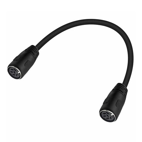 DIN 6 Pin Female To Female Extension Cable For Digital Audio And Data Links with black cable and connectors.