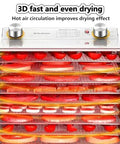 Rock Solid Stainless Steel Freeze Dryer Machine With Dual Airflow Fans Tempered Glass Front Panel And Precision Heat Setting For Even Drying with red tomatoes on trays.