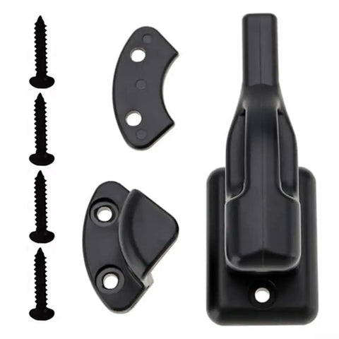 Push To Open Cabinet Latch Lock For RV Cupboard Drawers Replacement For Camper Trailer Boat Black with screws visible