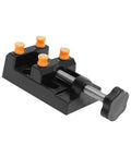 Heavy Duty Mini Drill Press Vise Clamp For Jewelry Milling And Wood Carving Rock Solid Bench Vice with orange rubber grip.