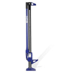 Heavy Duty Farm Jack 3 Ton 6600 Lb Capacity 48 Inch High Lift Steel Off Road Ratcheting Utility Jack, blue, side view