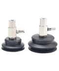 Pbt Series Two Layer Industrial Manipulator Pneumatic Rubber Suction Cup Chuck Pbt-06, black rubber pads with valves, for manufacturing use.