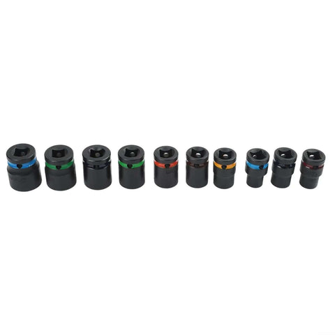 Must Have 10 Pc Chrome Vanadium Impact Socket Set for Heavy Duty Jobs with Swivel Heads Plus 96 Inch Extension Bar And Full Size Drive Ranging From 10mm To 24mm For Every Garage Task, 10-piece color-coded sockets