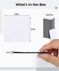 100 Pack Sublimation Coasters, 4x4 Inch Blank Square Coasters For DIY Crafts, showing dimensions and stack of coasters