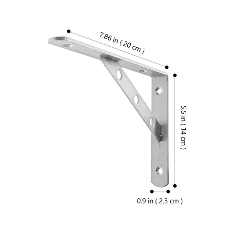 2 Pack Heavy Duty L Shaped Shelf Brackets Wall Mounts With Thick Diagonal Brace Stainless Steel Silver Finish For Wood Shelves Ideal For Garage Or Workshop Storage And Floating Shelves Built To Last Rust Resistant Triangular Support