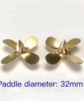 32mm Five Blade Brass Left Hand Propeller For RC Submarine Models with M3 Shaft Hole visible in close-up view