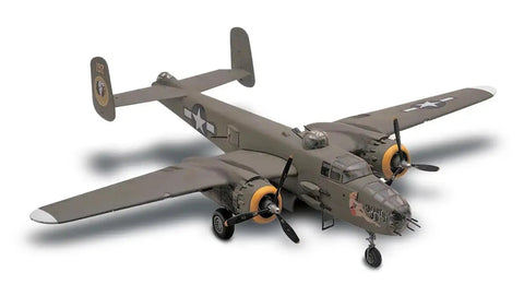Brown B25J Mitchell One To Forty Eight Scale Warbird Model Kit With 147 Parts, Skill Level Four, glass nose, WWII variant