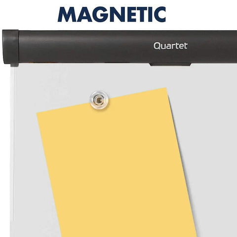 Close-up of Grab-And-Go Mobile Magnetic Whiteboard And Flipchart Easel, 3x2 Feet, Graphite Frame, showing magnetic feature.