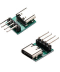 Two Type C Female Test Board Sockets With Bent Pins 16 Pin 2.54 Pitch USB 3.1 Data Transfer Connector Kit For PCB Debugging