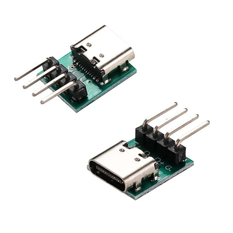 Two Type C Female Test Board Sockets With Bent Pins 16 Pin 2.54 Pitch USB 3.1 Data Transfer Connector Kit For PCB Debugging