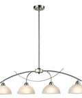 Contemporary Alabaster Frosted Glass Pendant Lighting for Kitchen Island in Brushed Nickel Finish, 4 Light Hanging Ceiling Fixture