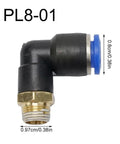 1/8 Inch L Fitting Connector Tube For 8mm OD Tire Changer Machines Pro Grade High Pressure Quick Connect, side view