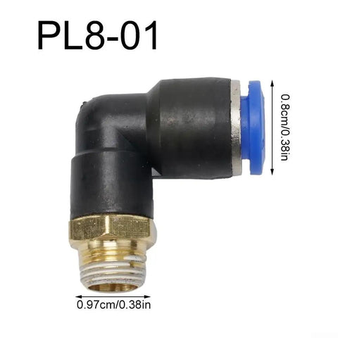 1/8 Inch L Fitting Connector Tube For 8mm OD Tire Changer Machines Pro Grade High Pressure Quick Connect, side view