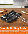 4 Piece Stainless Steel BBQ Grilling Tool Set With Carry Bag Rust-Resistant And Dishwasher Safe Includes Spatula Grill Fork Tongs