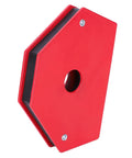 Heavy Duty Magnetic Welding Magnet Right Angle Holder With 25 Lbs Strong Holding Power For Precise Soldering and Metal Positioning Tasks On Workshop Tables, red metal design.