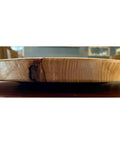 Side view of 12 Inch Ash Wood Lazy Susan With Turquoise Painted Finish For Kitchen Island And Dining Table, Handmade Modern Serving Tray