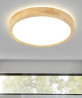 Wooden Flush Mount Ceiling Light Modern Round Fixture For Entryway And Hallway Minimalist Design With Acrylic Metal Ring Easy