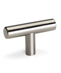 5 Pack Brushed Nickel T Bar Cabinet Knobs 2 Inch Heavy Duty Stainless Steel Kitchen Drawer Pulls with a sleek design and shiny finish.