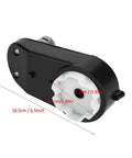 12V Kids Ride On Car Electric Motor RS390 Drive Engine, 12000-20000 RPM Adjustable High Power in black casing with dimensions