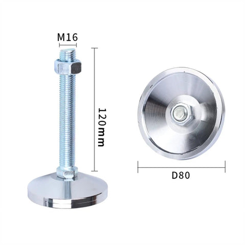 Heavy Duty Leveling Feet For Tables And Workbenches Stainless Steel With Bottom Lip Design For Even Weight Distribution Built To Last For Cabinets Shelving And Garage Workshops M16 x 120mm, D80