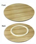 Front and back view of Heavy Duty Round Wooden Serving Tray With 360 Degree Lazy Susan Turntable Base For 40 Inch Dining Tables Walnut Finish