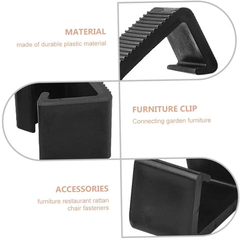 Close-up of plastic 8 Pieces Rattan Furniture Clips Outdoor Sofa Sectional Connectors for Patio showing durable material details.