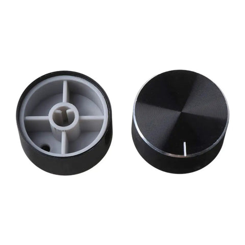 Two Pieces 25x13mm D Rotary Potentiometer Knobs, Metal Black Finish, 6mm Shank Hole, Potentiometer Dial Control For Electronics Projects
