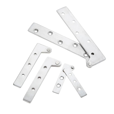 Two Pack Ball Bearing Door Hinges For Inset Doors, Stainless Steel Pivot Knife Hinges, 360 Degree Rotating Offset Hinges With Built In Dampers, Smooth Quiet Close, Durable Cold Rolled Steel, L64mm Length 1.5mm Thick, shown open