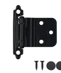 Three Eighths Inch Inset Cabinet Door Hinges Matte Black Finish 60 Pack Heavy Duty Self Closing Flush Face Mount With Screws