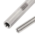 Close-up of stainless steel drive shaft with D shaped hole for SCX24 Deadbolt GX470 beefed up transmission and axle connection
