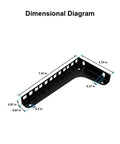 Dimensional diagram of Built Tough 4U Vertical Wall Mount Rack Rails with measurements and black metal finish.
