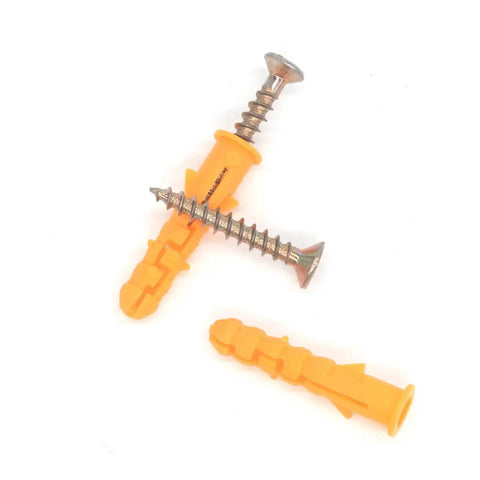 Heavy Duty Drywall Anchor And Screw Kit With 200 Pieces M6x30 Plastic Self Drilling Wall Anchors And Screws, yellow anchors