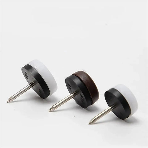Three sizes of Heavy Duty Nylon Furniture Glides 400 Piece Pack Thickened Nail In Slides, ideal for protecting floors.