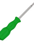 Gamer's Must Have Security Screwdriver with green handle, made from high hardness tool steel, eco-friendly plastic, 3.8mm bit visible.
