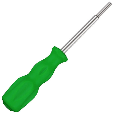 Gamer's Must Have Security Screwdriver with green handle, made from high hardness tool steel, eco-friendly plastic, 3.8mm bit visible.