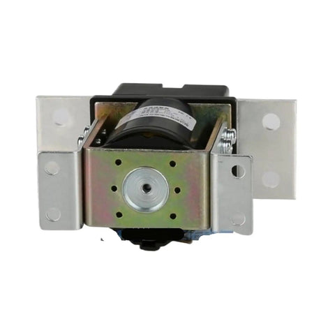 Heavy Duty Normally Open DC Contactor And Relay Switch For 12V Through 72V Systems front view with metal mounting brackets.