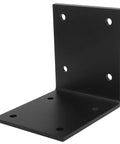 Front view of 2 Pack Heavy Duty Steel L Brackets For Wood 6 By 5 Inch 90 Degree Pergola Support with black powder-coated finish.