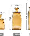 Top Shelf Durable Borosilicate Glass Jar Slick Amber Tint 660ml, 1400ml, 2000ml sizes with secure flip lid for fresh spices.