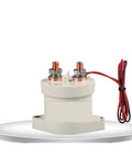 Built Tough Heavy Duty DC Contactor And Electric Relay Switch For EV Chargers With Zero Fuss High Voltage Power Control For Solar Battery Banks In 12V To 72V Systems, compact design with dual copper terminals and red wiring.