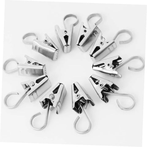Stainless Steel Curtain Clips Hooks 30 Piece Set for Easy Hanging of Draperies Durable Heavy Duty Design for Home and Office Use